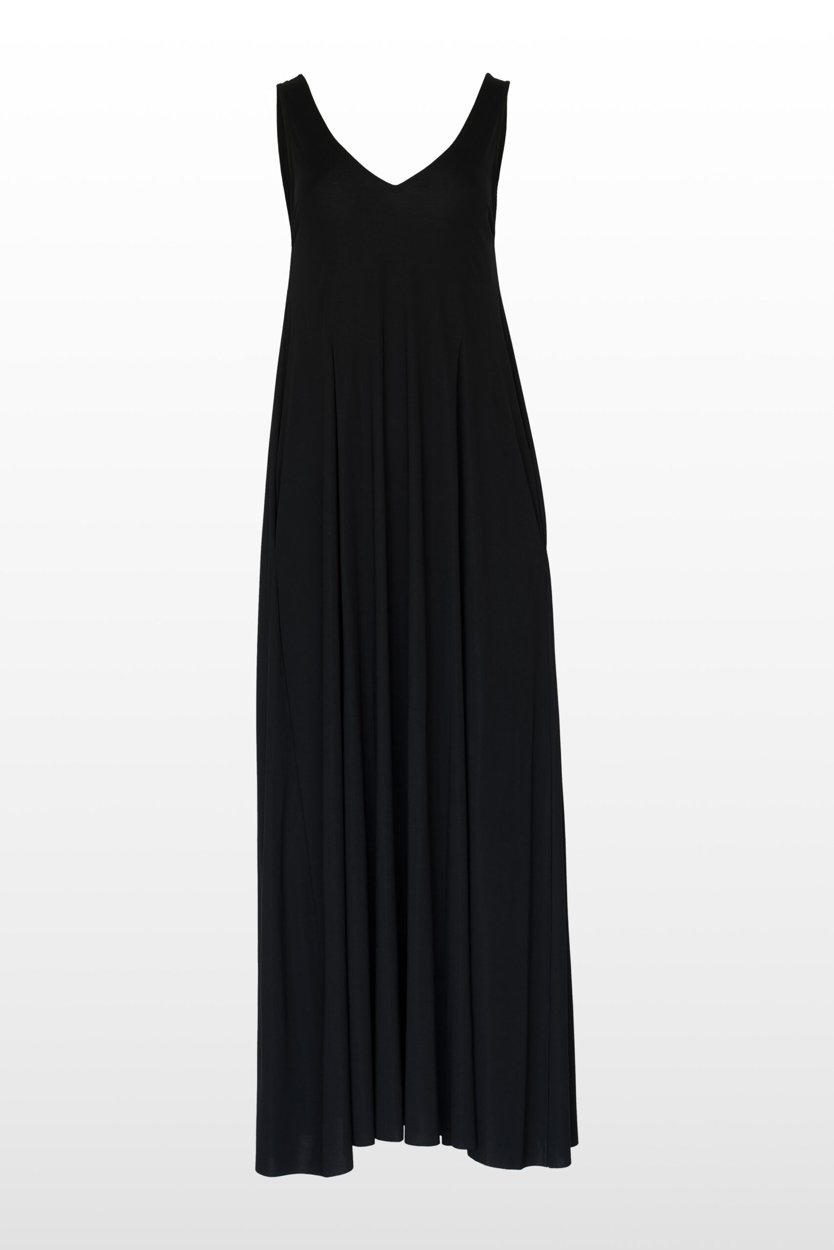 SASHA kleid lang aermellos v ausschnitt schwarz 00 front scaled