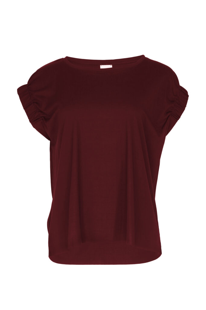 ELISA </br>gathered sleeve top tango red