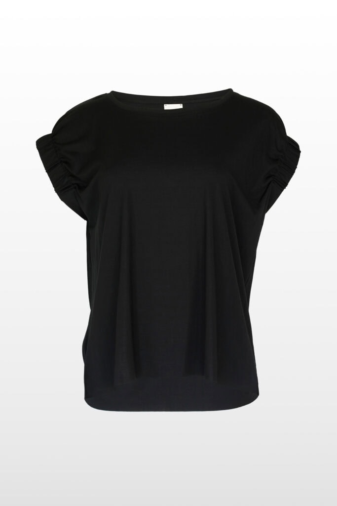 ELISA </br>gathered sleeve top absolute black