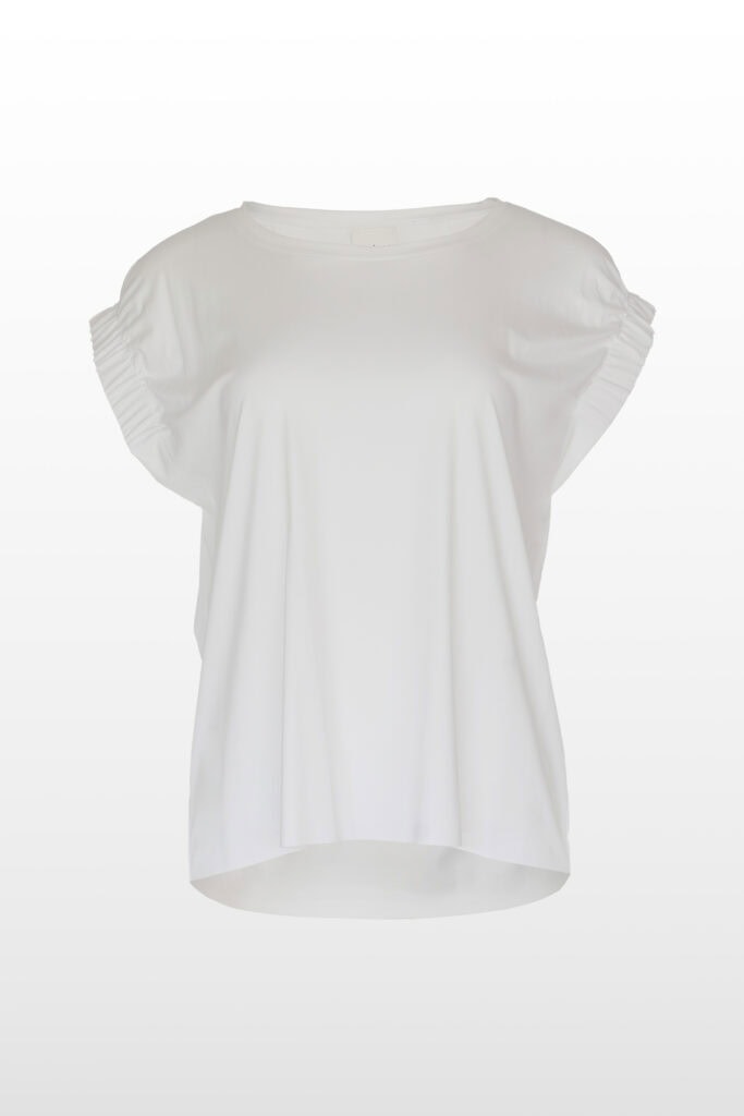 ELISA </br>gathered sleeve top deep white